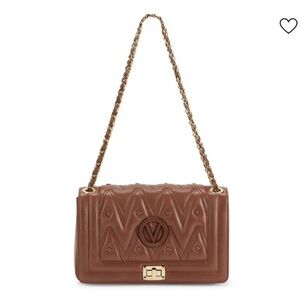 Valentino by Mario Valentino Alice Studded Leather Shoulder Bag Brown